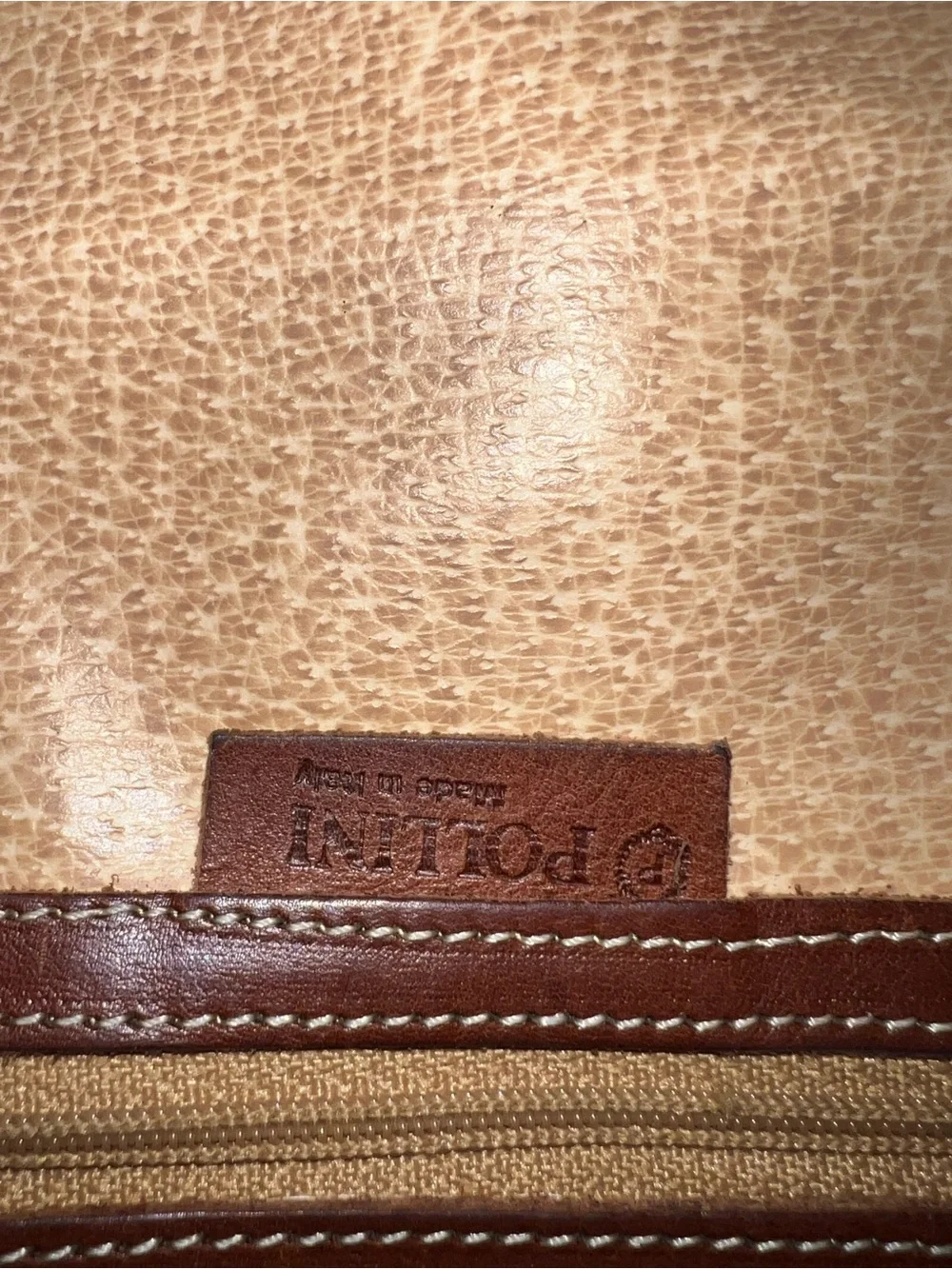Vintage Pollini Italy Monogram Bowler Satchel Bag Brown Leather Trim Purse